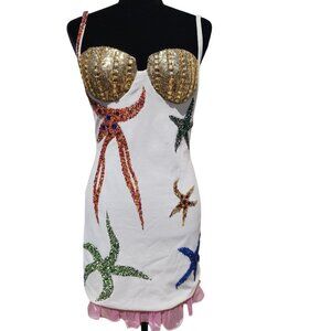 WOW Wedding Evening Cocktail Crystals Gemstones Beaded Runway Couture Gown Dress